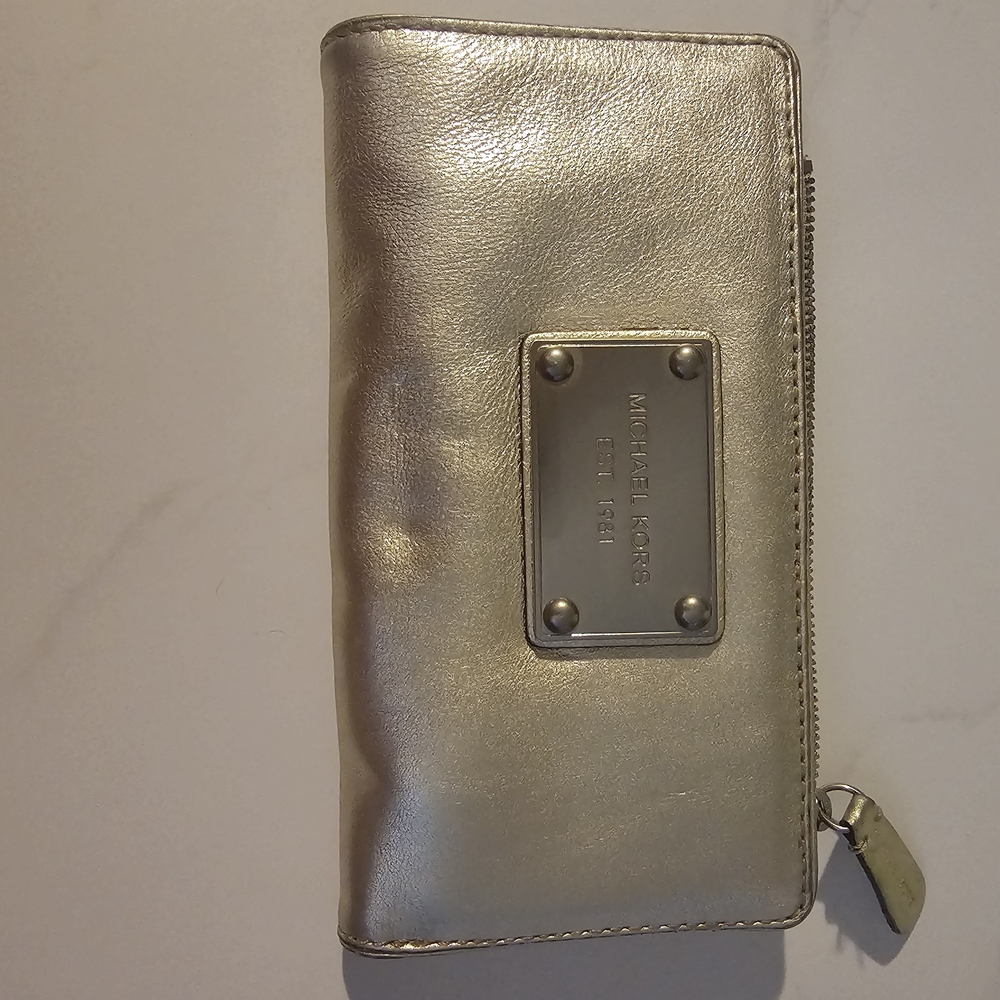 Michael Kors Silver Zip-Around Wallet
